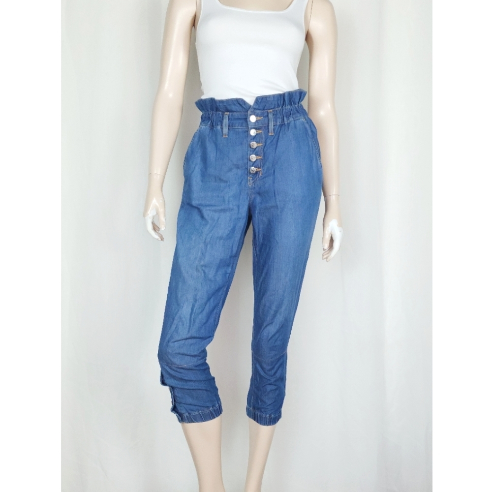 Veronica Beard TEDI High Waist Paperbag Tapered Cropped Jogger Jeans 26w Sz 2